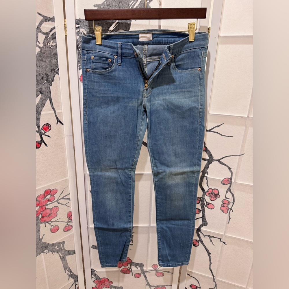 Mother denim the looker crop low rise straight leg cropped jeans with stretch